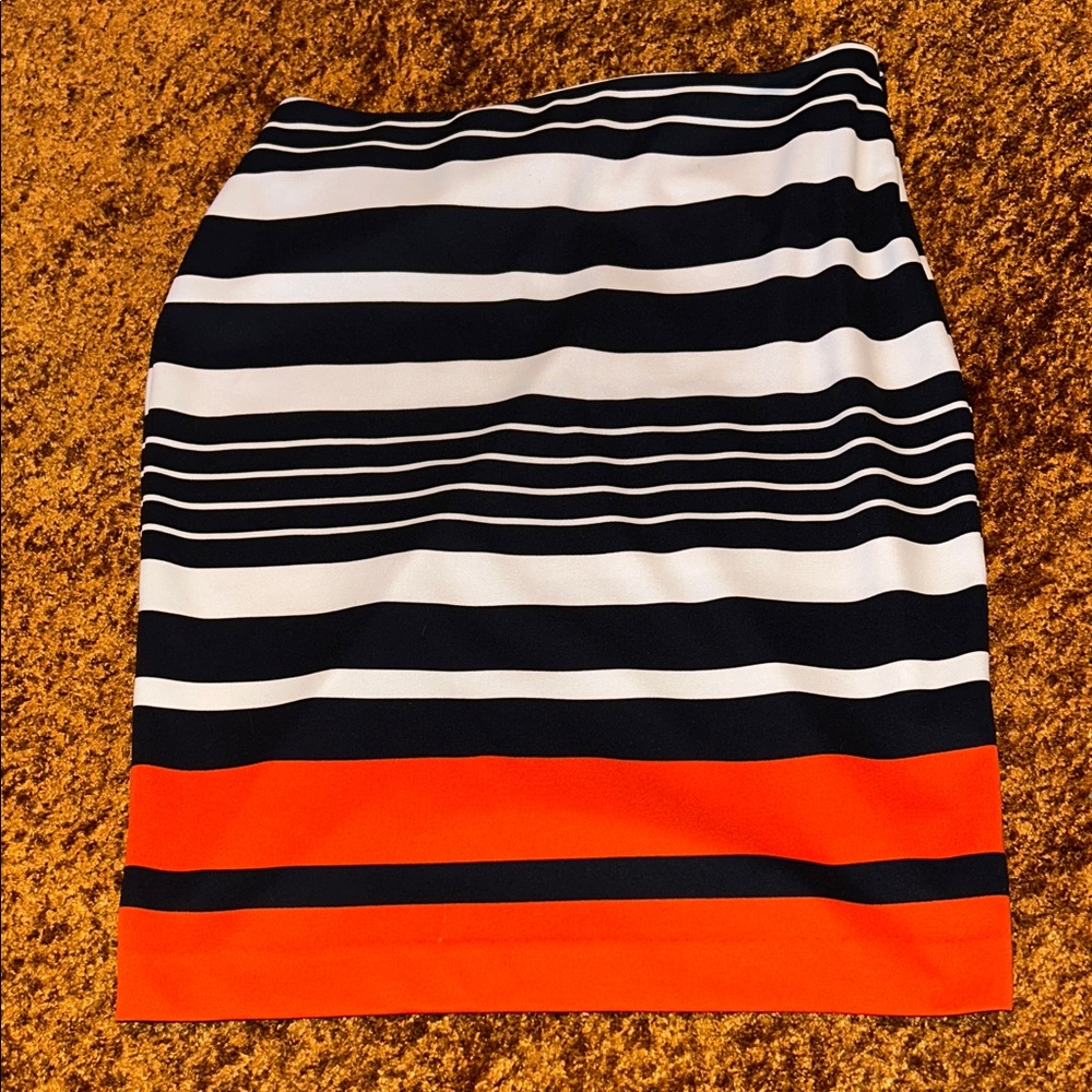 MICHAEL Michael Kors Striped Pencil Skirt with Orange Accent